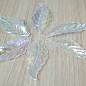 18x45mm Clear Iris Leaf Charm Resin Plastic Beads